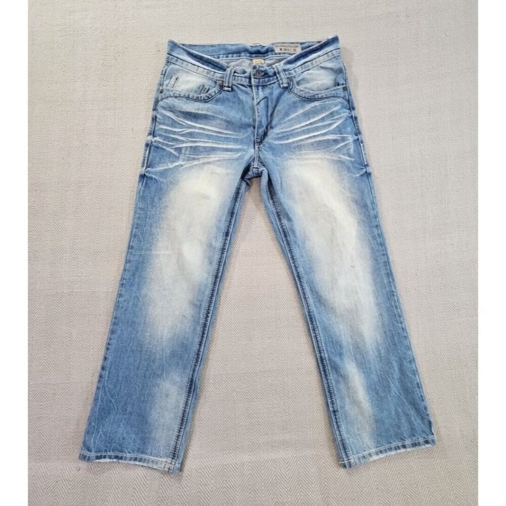 Faded Glory Men's Jeans Size 34X30 Blue Relaxed Straight Leg Embroidered Pockets